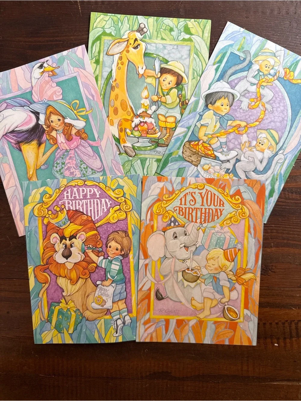 Vintage Current Inc “Animal Pals” Birthday Cards w/ Envelopes Lot of 5 R. Cris